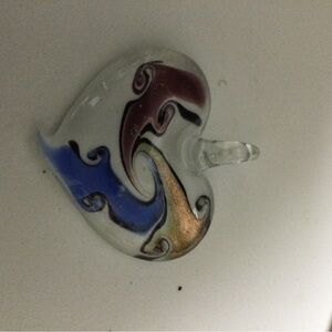Artisan Glass Heart Pendant with Swirling Colors